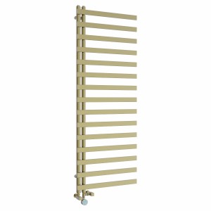 Kemi 1600 x 600mm Dual Fuel Brushed Brass Thermostatic Touch Control Electric Heated Towel Rail