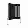 Bern 600 x 605mm Black Double Horizontal Column Radiator