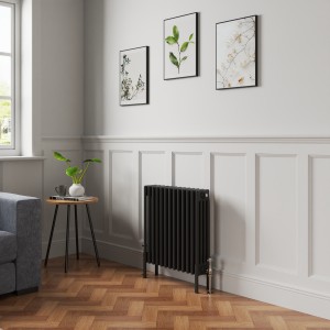 Bern 600 x 605mm Black Four Column Horizontal Traditional Radiator