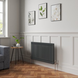 Bern 600 x 1010mm Anthracite Double Column Horizontal Traditional Radiator