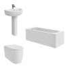 Cordoba Modern Bathroom Suite with Wall Hung Toilet and Essential Single Ended Bath - 1700 x 700mm - Front & End Bath Panel Included