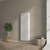 Voss 1600 x 545mm White Double Vertical Round Tube Designer Radiator