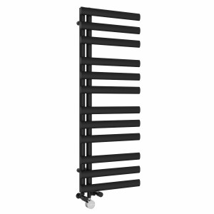 Kongsberg 1200 x 450mm Dual Fuel Black Thermostatic Touch Control Electric Heated Towel Rail