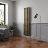 Norden 1800 x 473mm Black Gold Single Vertical Oval Column Designer Radiator