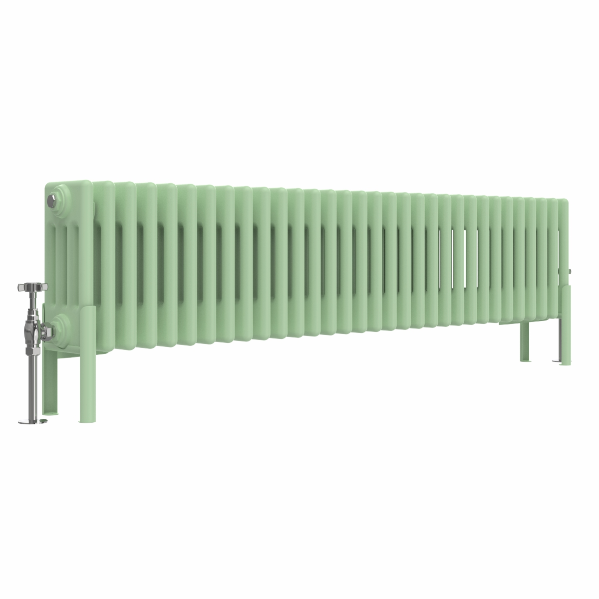 Bern 300 x 1460mm Traditional Pastel Green Horizontal Four Column Radiator