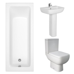 RAK Series 600 Modern Bathroom Suite and Single Ended Bath with Front Panel - 1500 x 700mm