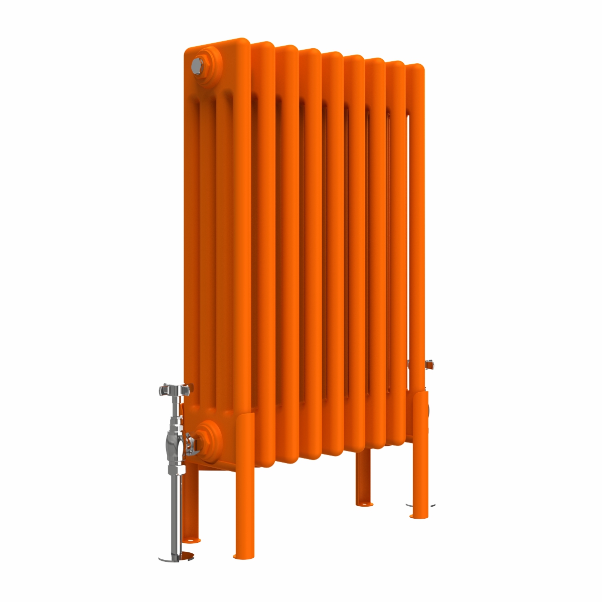 Bern 600 x 425mm Traditional Bright Orange Horizontal Four Column Radiator