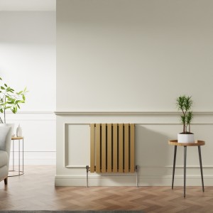 Lulea 600 x 550mm Metallic Gold Double Flat Panel Horizontal Designer Radiator