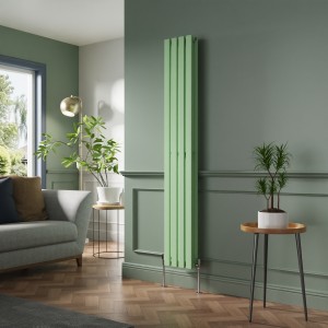 Lulea 1800 x 270mm Pastel Green Double Flat Panel Vertical Designer Radiator