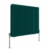 Norden 600 x 768mm Blue Green Double Oval Column Horizontal Designer Radiator