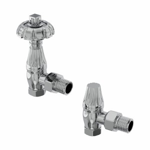 Antique Thermostatic Angled Radiator Valves - Chrome