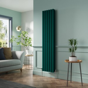 Lulea 1800 x 410mm Blue Green Double Flat Panel Vertical Designer Radiator