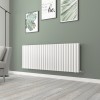 Norden 600 x 1594mm White Double Horizontal Oval Tube Designer Radiator