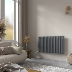 Norden 600 x 1004mm Anthracite Horizontal Oval Tube Wifi Electric Radiator - 800W
