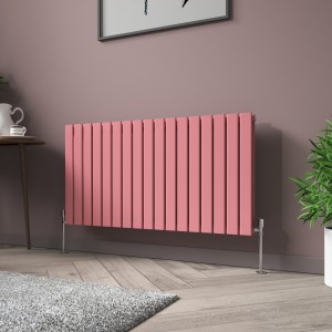 Karlstad 600 x 1158mm Rose Pink Double Horizontal Flat Panel Designer Radiator