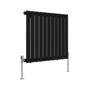 Karlstad 600 x 750mm Black Single Horizontal Flat Panel Designer Radiator