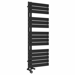 Kristiansund 1380 x 500mm Dual Fuel Black Thermostatic Touch Control Electric Heated Towel Rail
