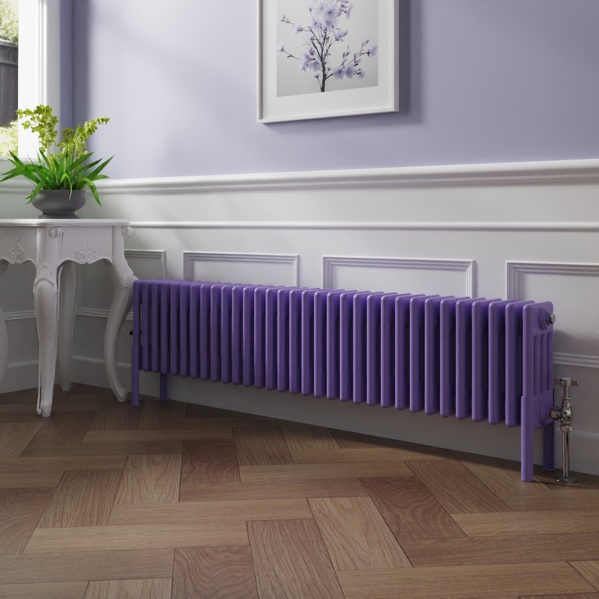 Bern 300 x 1460mm Elegant Purple Four Column Horizontal Traditional Radiator