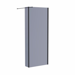 Wasdale 900mm Wet Room Screen with 200mm Hinged Wet Room Return Screen - Black Smoked