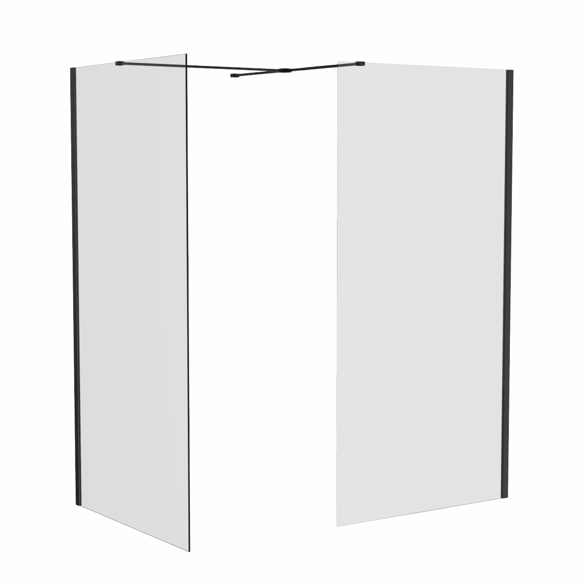 Wasdale 1000mm Wet Room Screen with 900mm Wet Room Screen - Black