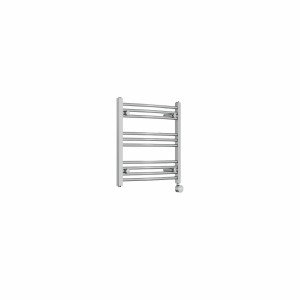 Fjord 600 x 600mm Curved Chrome Thermostatic Touch Control Electric Heated Towel Rail