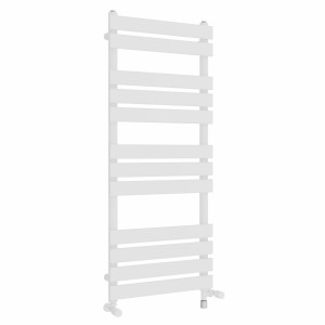 Juva 1200 x 500mm Dual Fuel White Flat Panel Simple Electric Heated Towel Rail