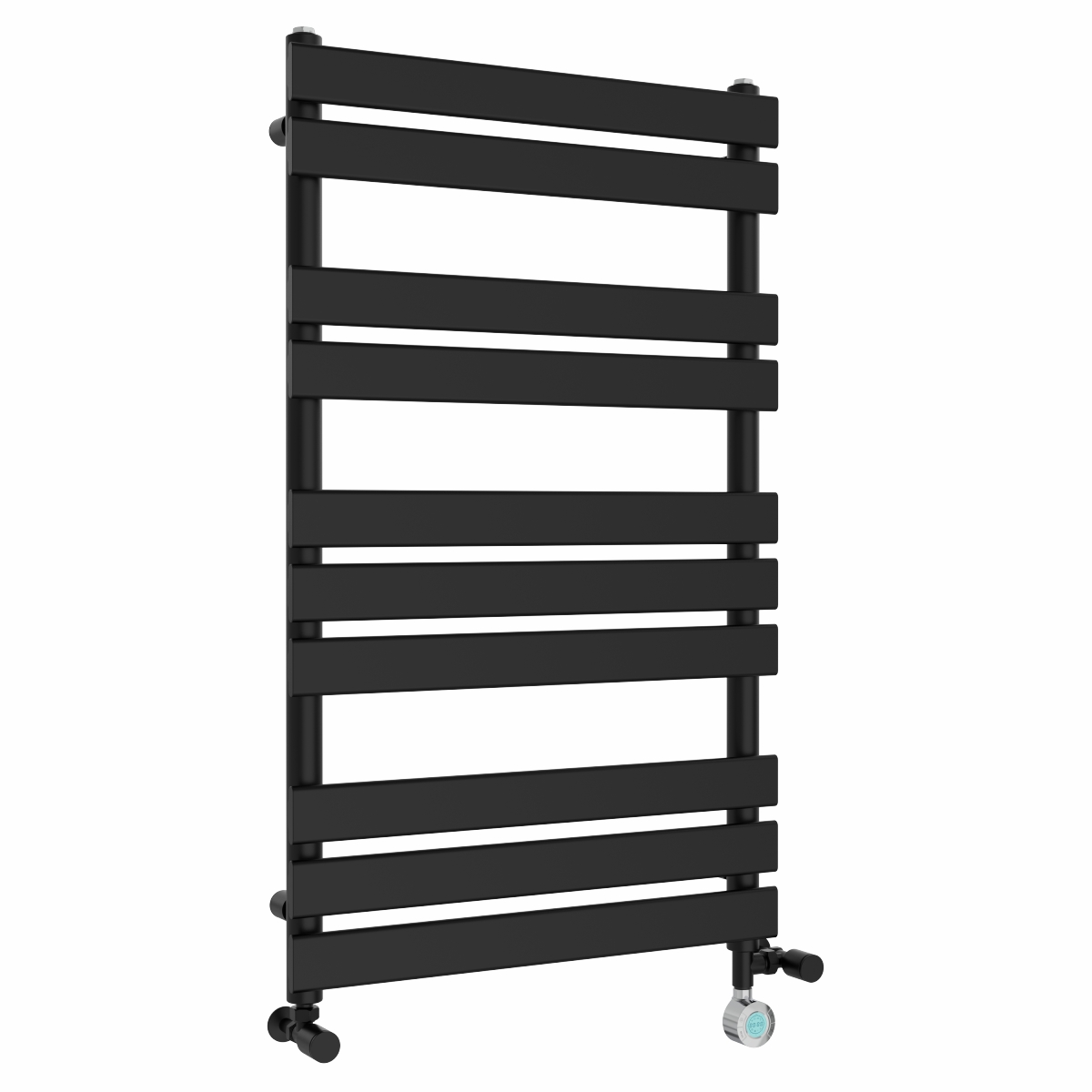 Juva 1000 x 600mm Dual Fuel Satin Black Flat Panel Thermostatic Touch Control Wifi Electric Heated Towel Rail