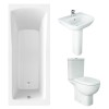 RAK Tonique Close Coupled Open Back Modern Bathroom Suite and Single Ended Bath with Front Panel - 1700 x 700mm