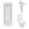 Avola Modern Bathroom Suite with Close Coupled Toilet and Essential Single Ended Bath - 1700 x 700mm