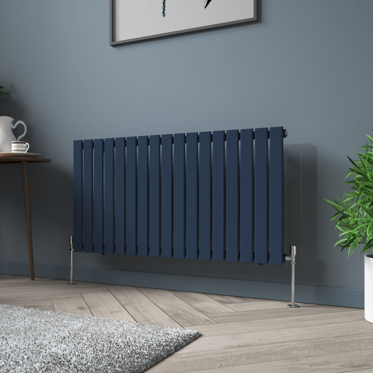 Karlstad 600 x 1158mm Sapphire Blue Single Horizontal Flat Panel Designer Radiator