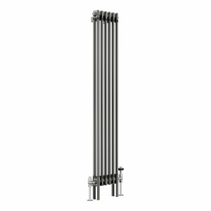 Bern 1500 x 290mm Raw Metal Double Column Vertical Traditional Radiator