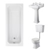 Wellington Low Level Toilet with Sand Seat & 560mm 2 Tap Hole Basin with 1700 x 700mm Traditional Straight Bath Single Ended