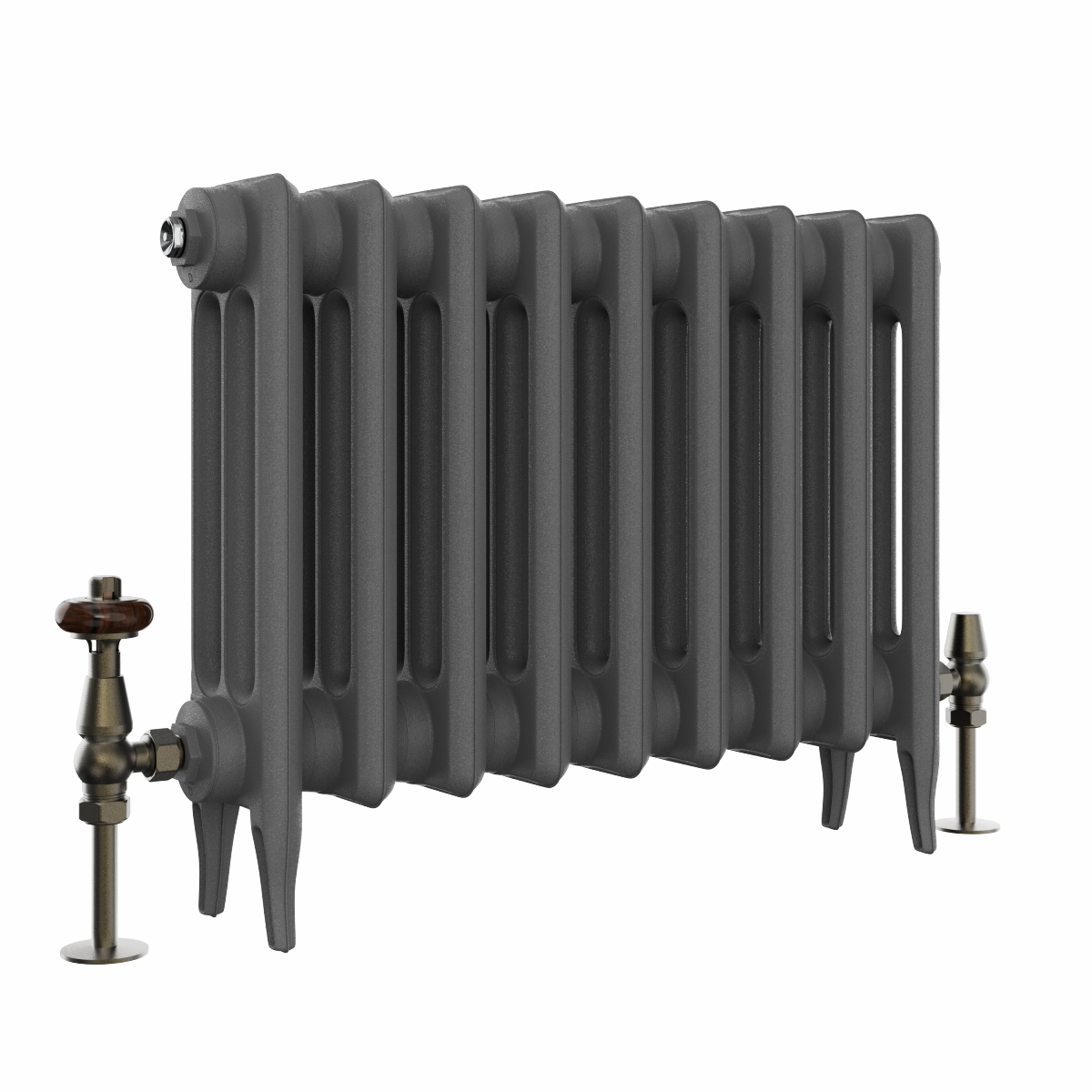 Classic  450 x 592mm  Farrow & Ball Railings Grey Triple Column Cast Iron Radiator - 9 Sections