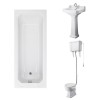 Wellington High Level Toilet with Sand Seat & 500mm 1 Tap Hole Basin with 1700 x 700mm Traditional Straight Bath Single Ended