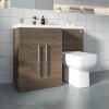 Calm Walnut Left Hand Combination Vanity Unit Basin L Shape with Back to Wall Feel 600 Toilet & Soft Close Seat & Concealed Cistern - 1100mm