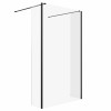 Wasdale 1215mm Black Walk Through Wet Room Screen with 300mm Hinged Return Screen