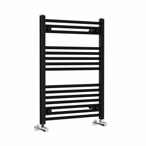 Bergen 800 x 600mm Straight Black Heated Towel Rail