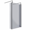 Wasdale 1100mm Black Smoked Walk Through Wet Room Screen with 215mm Hinged Return Screen & L- Shape Support Arms 