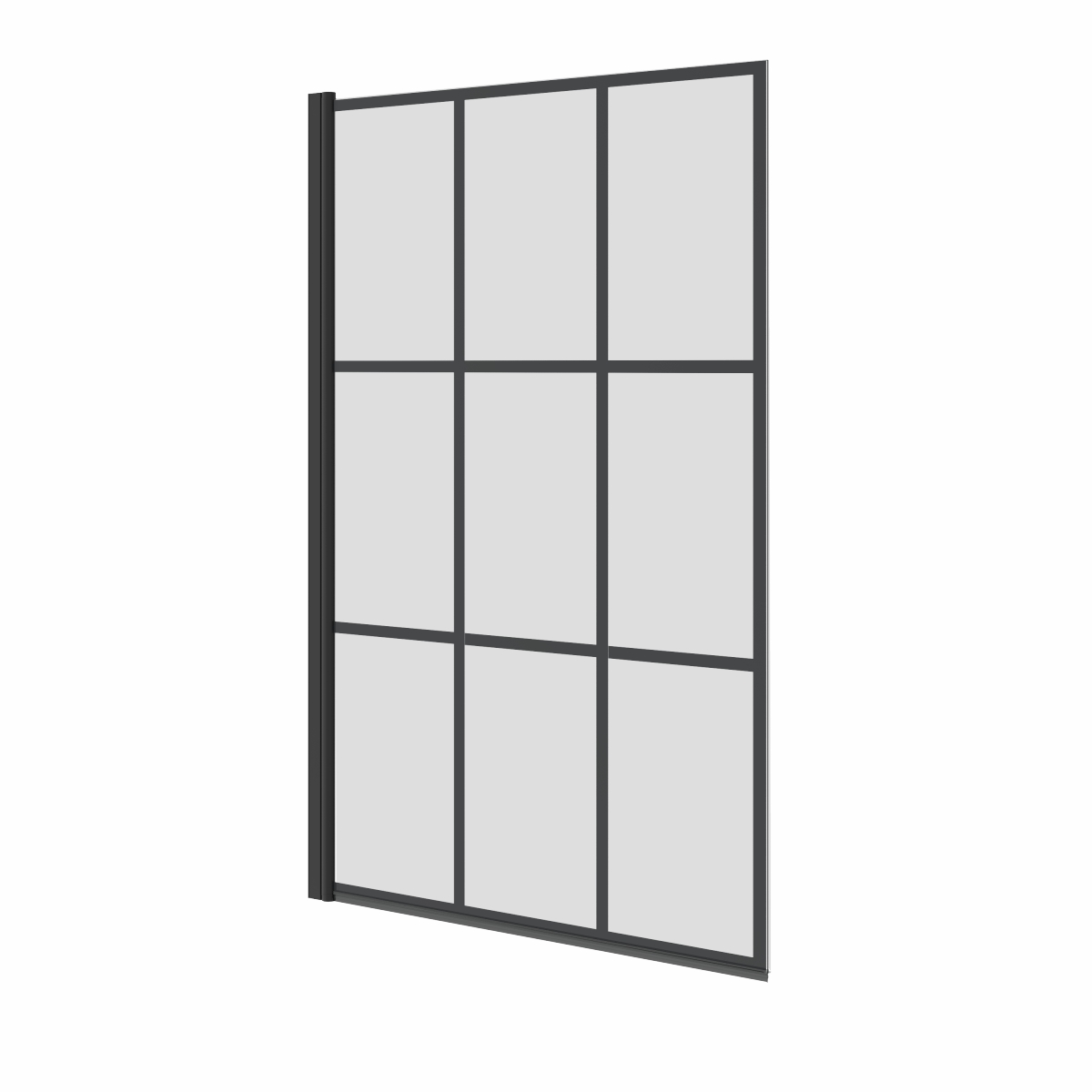 Borrowdale - 1400mm Square Edge Bath Screen - Black Grid