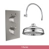 Melrose Traditional Chrome Twin Round Concealed Valve with 200mm Traditional Shower Head - Choice of Shower Head Type