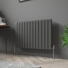Karlstad 600 x 886mm Black Silver Double Horizontal Flat Panel Designer Radiator