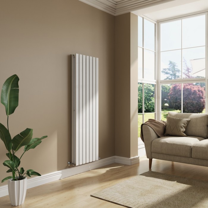 Lulea 1600 x 480mm White Double Vertical Flat Panel Radiator