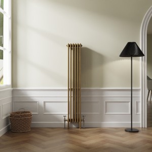 Bern 1500 x 290mm Traditional Metallic Gold Vertical Four Column Radiator