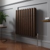 Norden 600 x 591mm Black Copper Double Horizontal Oval Column Designer Radiator