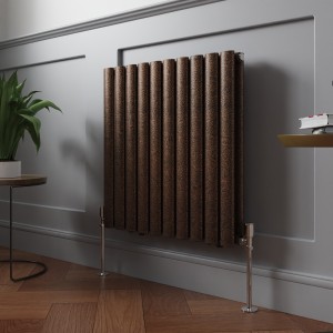 Norden 600 x 591mm Black Copper Double Horizontal Oval Column Designer Radiator