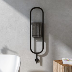 Carisa Felix 1200 x 300mm Matt Black Designer Stainless Steel Electric Towel Rail