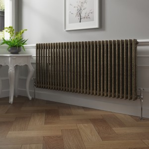 Bern 600 x 1460mm Black Gold Double Column Horizontal Traditional Radiator