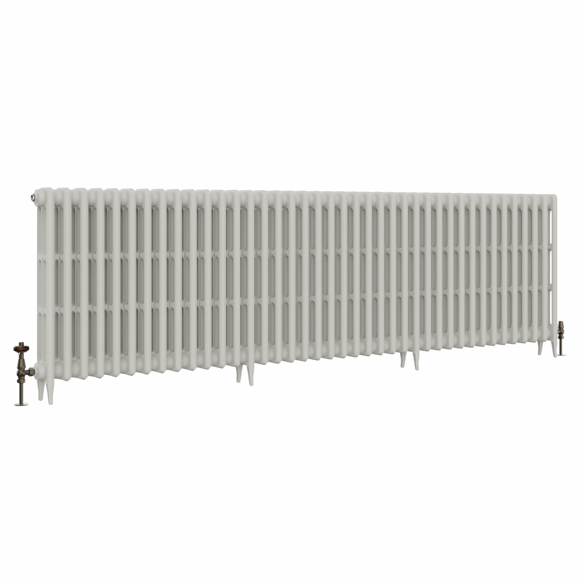 Classic  745 x 2514mm Porcelain White Triple Column Cast Iron Radiator - 40 Sections
