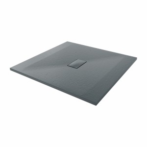 Terra - 1000x1000mm Slate Effect Square Shower Tray Anthracite