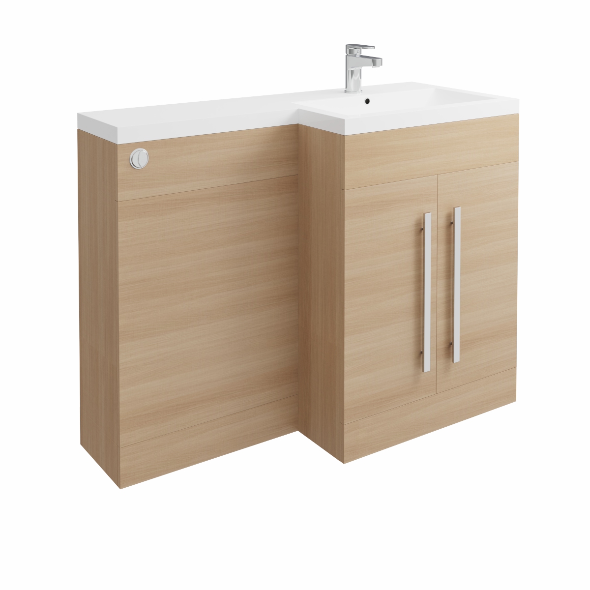 Calm Light Oak Right Hand Combination Vanity Unit Set with Concealed Cistern (No Toilet)